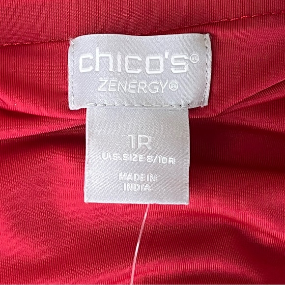 CHICO’S NWT ZENERGY SO SLIMMING PIMA COTTON ANIMAL PRINT WILD POPPY RED ANIMAL - Picture 11 of 13